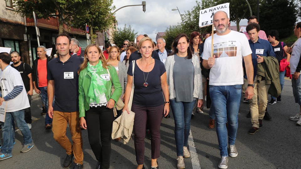 EAJ PNV Naval ontziolaren defentsan egindako manifestazioan